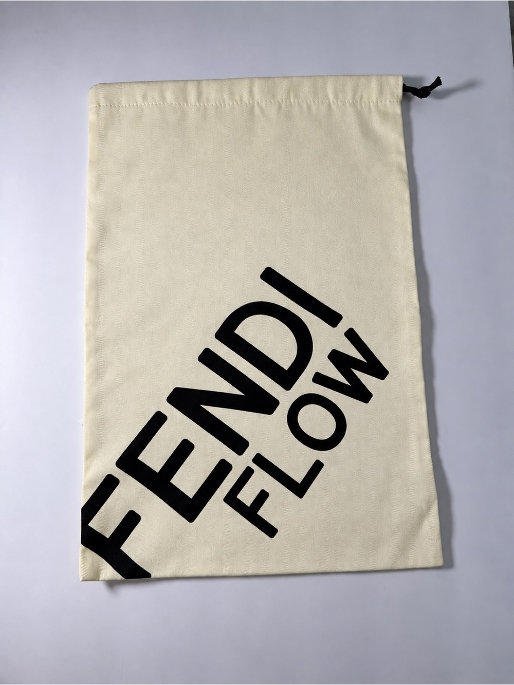 Fendi Cream and Black 'FENDI FLOW' Drawstring Dustbag